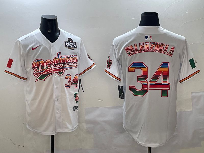 Men Los Angeles Dodgers #34 Valenzuela White Fashion Game 2025 Nike MLB Jersey style 3123->los angeles dodgers->MLB Jersey